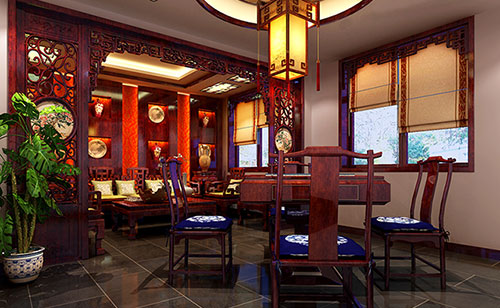 宝山古典中式风格茶楼包间设计装修效果图